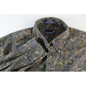 Vintage 90s Stanley Blacker Shirt Men XL Crazy Faded Geometric Hipster Cotton